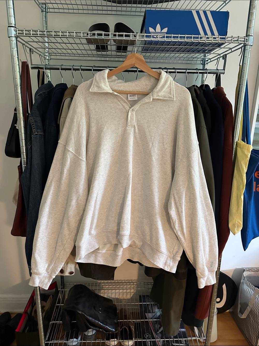 Aritzia Light Gray Crewneck Quarter-Zip Pullover